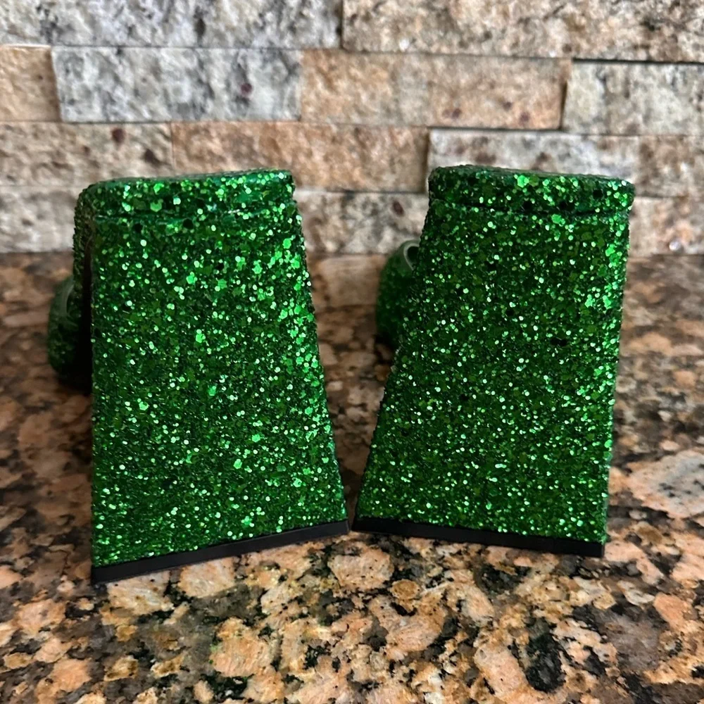 THE ATTICO Devon 115 Mule in Apple Green Glitter